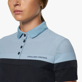 Cavalleria Toscana Women&rsquo;s two-tone perforated jersey polo shirt